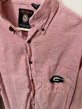 Three Square-Royce Apparel-UGA Long sleeve red striped Polo